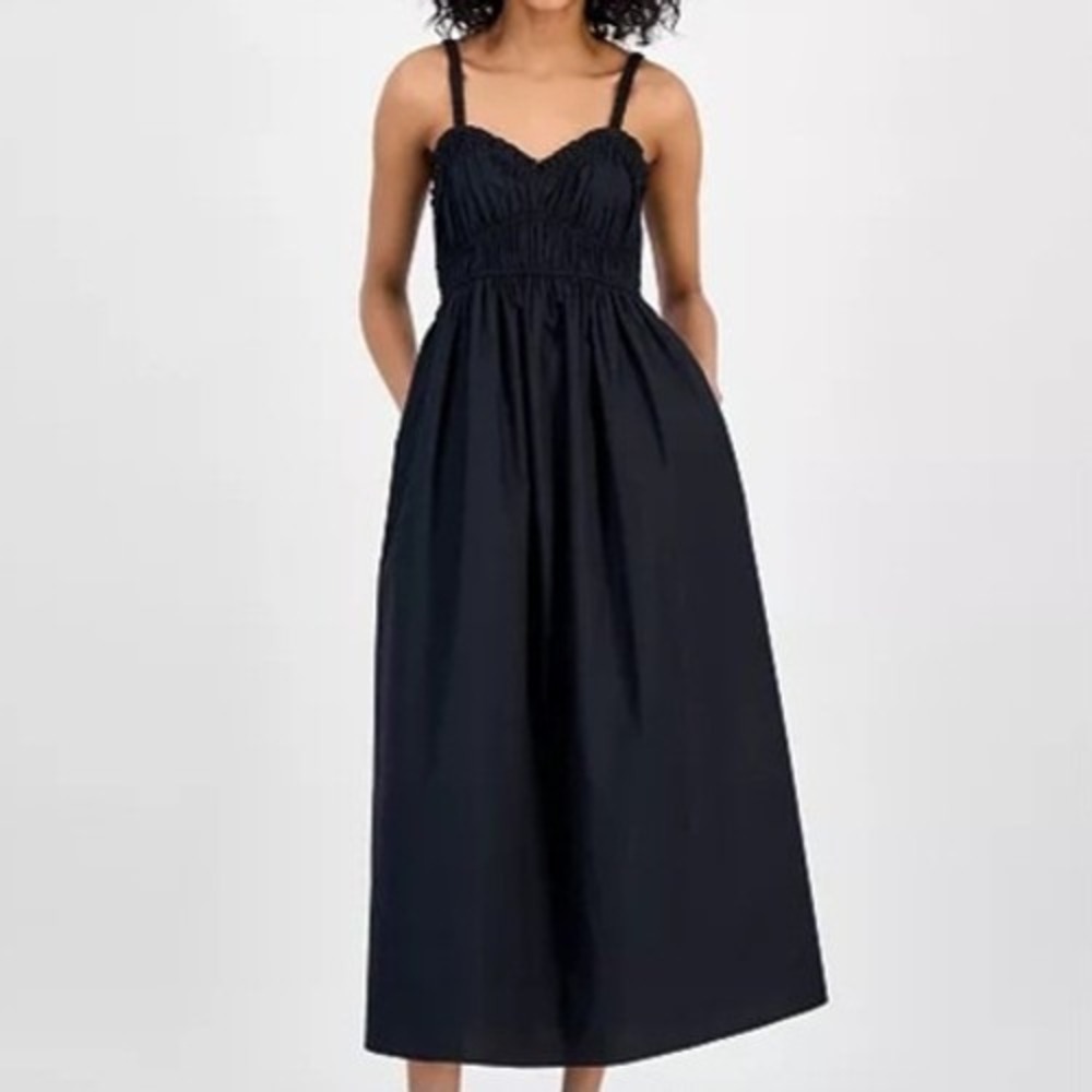 Boss Orange Dalza A Line Sweetheart Neck Sleeveless Black Dress Womens 14 NWT